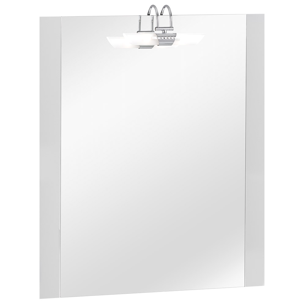 75T Szögletes magasfényű fehér oldalbetéttel tükör